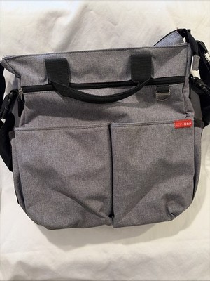 Skip Hop Duo Signature Tote Messenger Diaper Bag, Heather Grey New