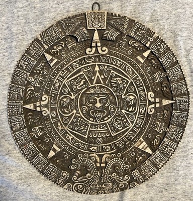 Large Vintage Aztec Mayan Calendar 9.5'' Wall Art