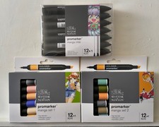 Winsor & Newton Promarker Pens x 3 sets - 36 pens & 3 blender pens