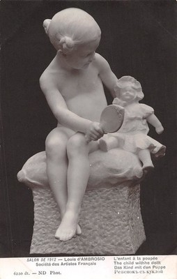 789616) Artist Postcard with Sculpture ''The Child with the Doll'' by Louis d'Ambrosio 