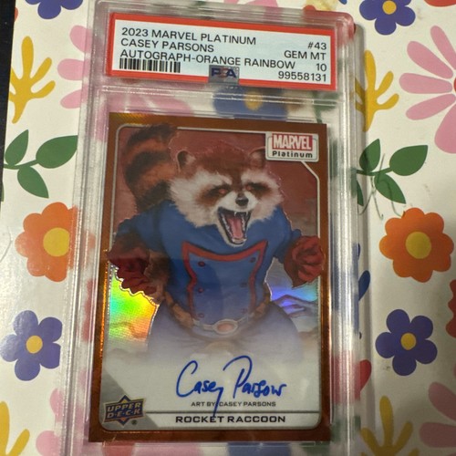 2023 Marvel Platinum ARTIST AUTO /35 ORANGE RAINBOW Rocket Raccoon PSA 10