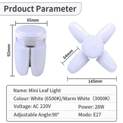 E27 Fan Shape LED Bulb AC220V 28W Foldable Led Light Bulb For Home Living Room - Bild 1 von 4