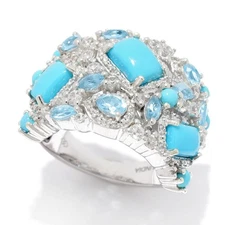 Gem Treasures Sleeping Beauty Turquoise, Topaz & Zircon Ring