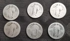 6 -Type 1 Silver Standing Liberty Quarts $1.50 FV Dateless  No Stars Lot