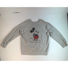 Vintage Disney Casuals Mickey Mouse Gray Raglan Sweatshirt Large 42-44 Graphic