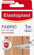Elastoplast Extra Flexible Fabric Plasters, 1m x 6cm, 10 Strips, Water-Repellent