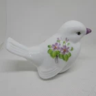 Fenton Milk Glass Violets in the Snow Hand Painted Bird 1978 W1369