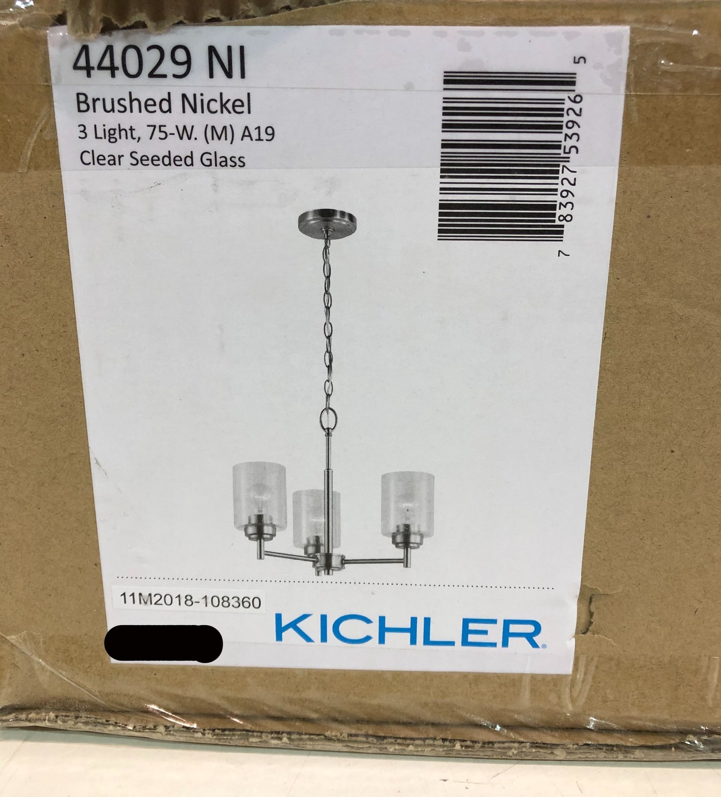Mini Chandelier Clear Seeded Glass Shade