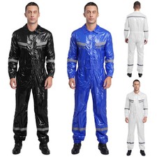 Mens Water Resistant Coveralls High Vis Safety Long Sleeve Front Zipper Jumpsuit