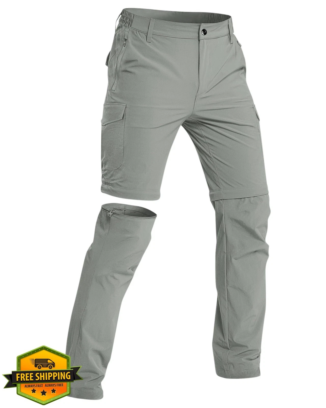 DOWMQ Men's Hiking Pants Zip Off Cargo Lightweight Quick Dry Water Resistant