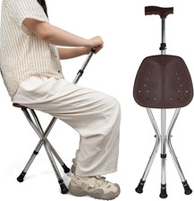 Lightweight Folding Walking Cane with Seat for Seniors Adjustable Height Support
