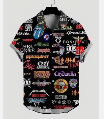 #ad 80s Rock Band Hawaiian Shirt retro throwback music shirt vintage $24.99