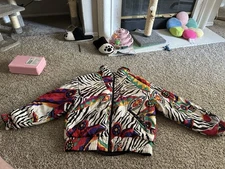 Vintage 1980s Tyrolia Skiwear Reversible Zebra Red Purple Black Ski Jacket SML