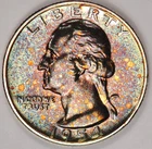 1954 Toned Washington Quarter Silver Proof Toning Coin Ungraded D5