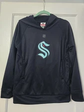 Seattle KRAKEN Logo Hockey Hoodie Youth Size L 14/16 Navy Blue