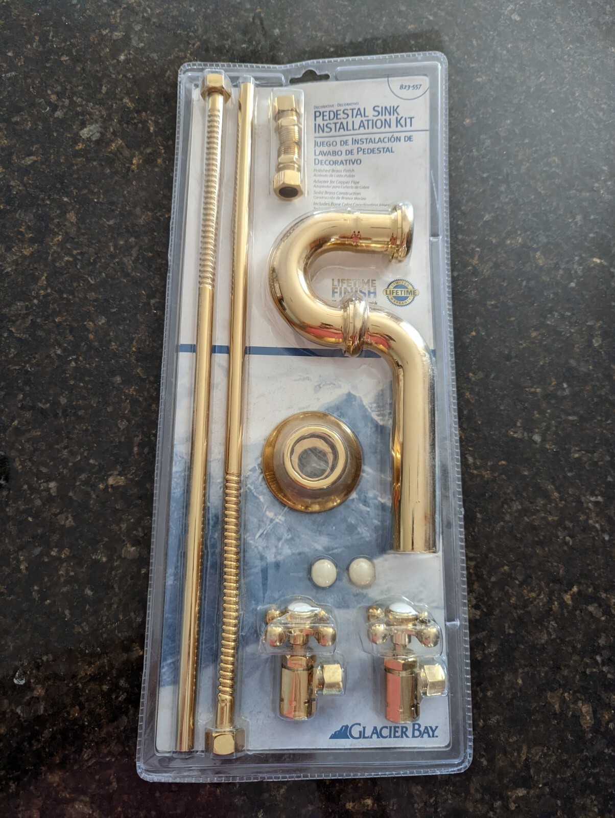 Glacier Bay Pedestal Sink Installation Kit Brass Finish 823557 for