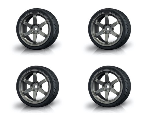 MST 103022SG Silver Grey TE Wheel w/ AD Realistic Tire (4) 1/10 Gomme Touring RC - Imagen 2 de 3