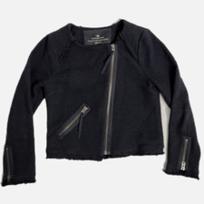 Charlotte Eskildsen Blazer Signature Elsie Black Boucle Moto Zip Jacket M