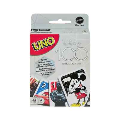 New Mattel UNO Disney 100 Card Game w/ Special Edition Mystery Foil