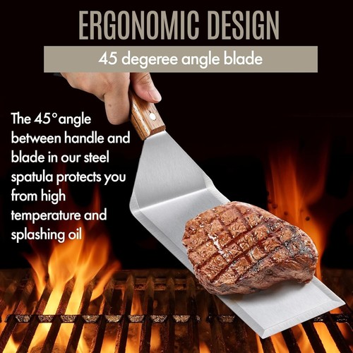 Professional Stainless Steel Grill Spatula with Wood Handle for Skillets, Thi... - Picture 6 of 10