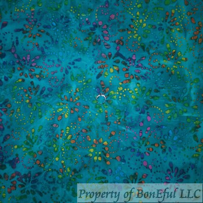 BonEFul FQ Cotton Quilt Green Blue Tonal Rainbow Batik Dot Flower Water Ocean UK
