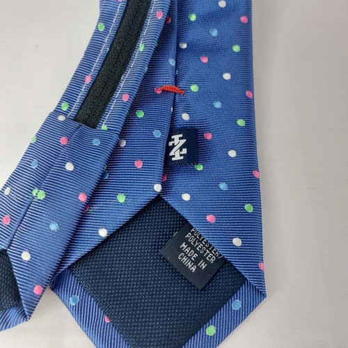 Izod Polka Dot Zipper Repp Neck Tie Blue Pink Green Youth Boys 15" - Picture 4 of 5
