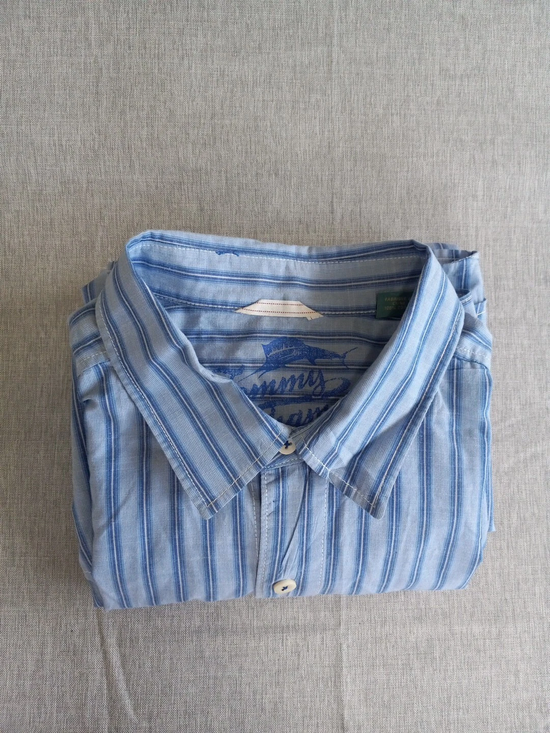 Tommy Bahama Men's XL Summer Long sleeved Buttond Pure Cotton Striped Blue
