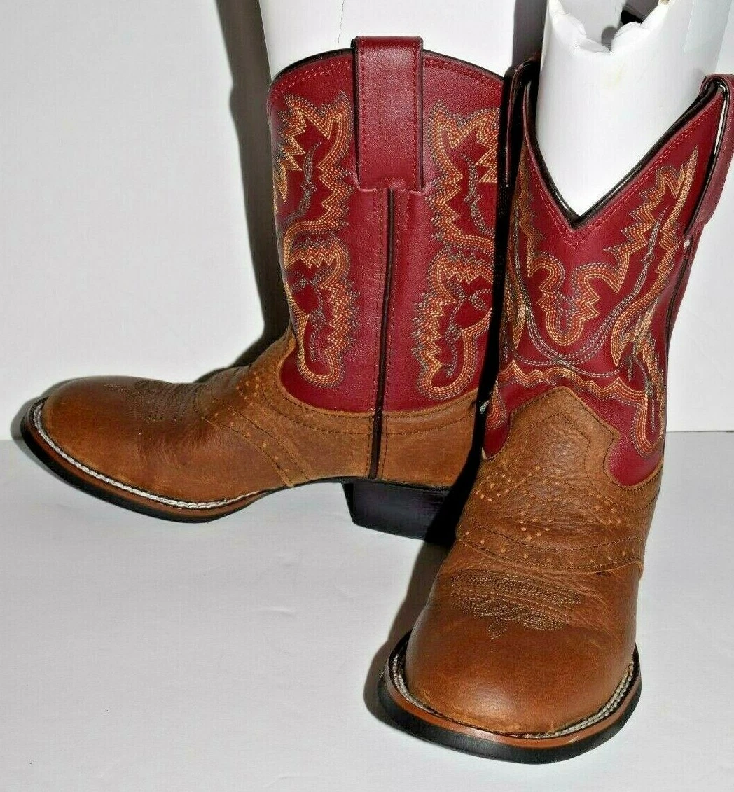 Kids Girls Boys Justin Cowboy Boots Size 11.5 D Style 4852 C Red