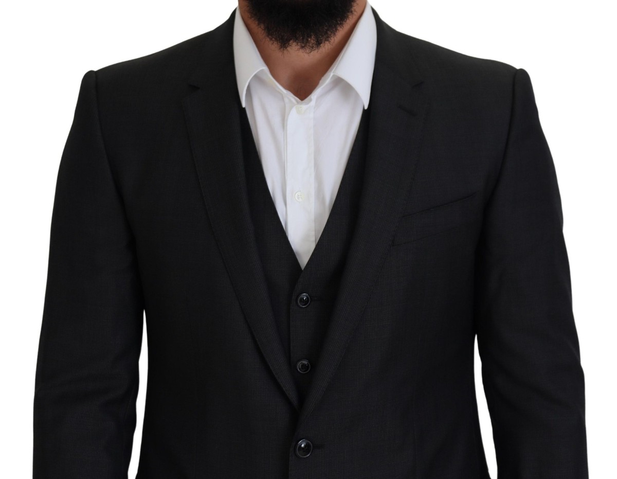 Dolce & Gabbana Elegant Gray Martini Three-Piece Wool Silk Dolce & Gabbana Elegant Gray Martini Three-Piece Wool Silk