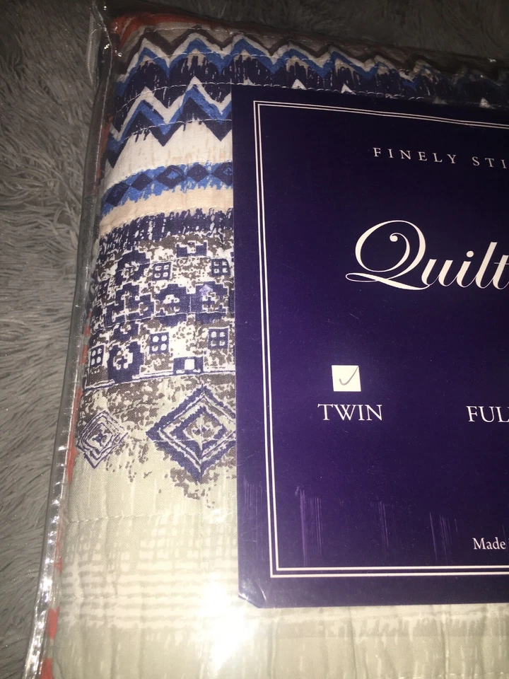 URBAN BOHO 2 piezas Juego de Edredón Doble Bohemio Tribal Batik Reversible Raya Azul Nuevo Foto 3 de 4