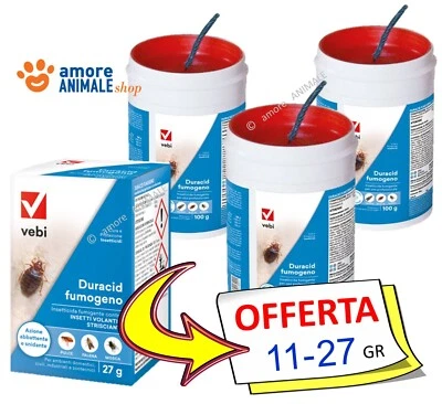 Vebi DURACID FUMOGENO → 11 / 27 gr - Insetticida Insetti Volanti e Striscianti