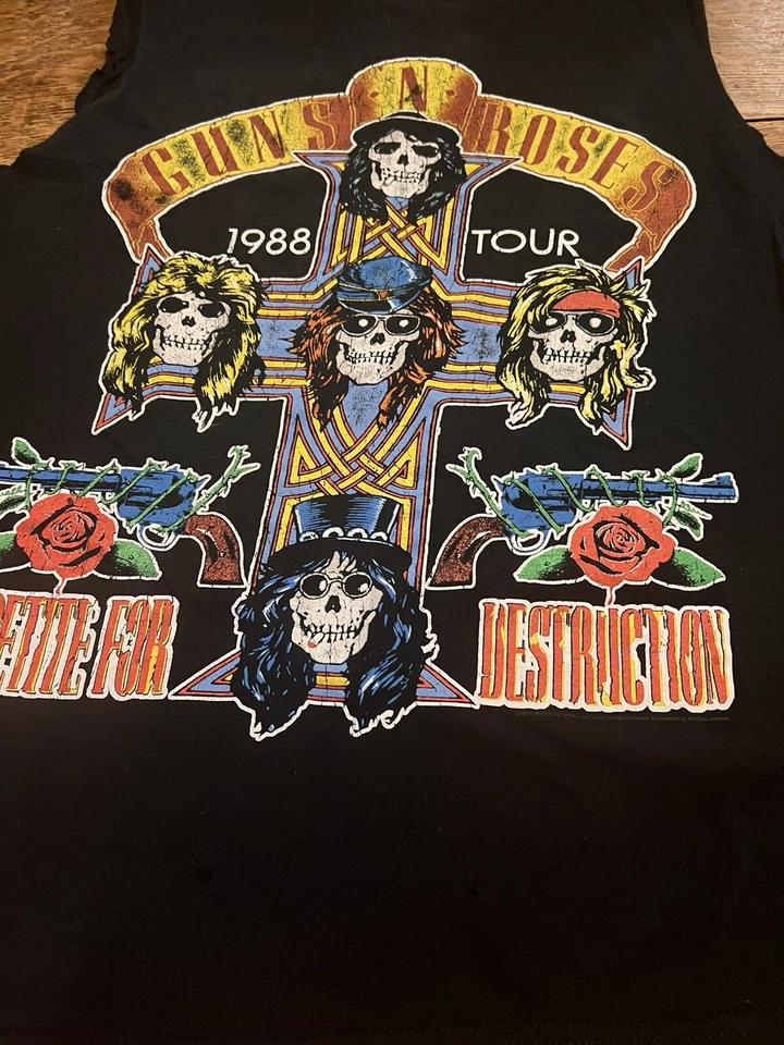 Vintage GUNS N' ROSES Tour T Shirt 1988 Original Appetite For Destruction  - Image 2 of 4