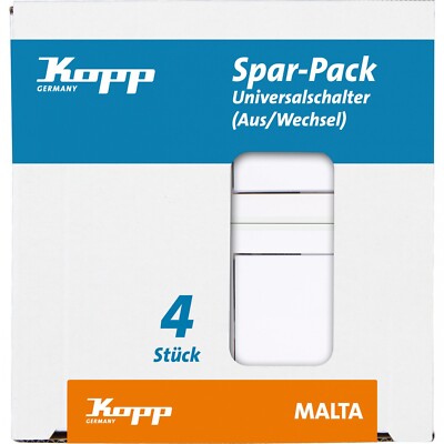 MALTA   Profi-Pack: 4 Universalschalter (Aus-/Wechsel), Farbe: arktisweiß