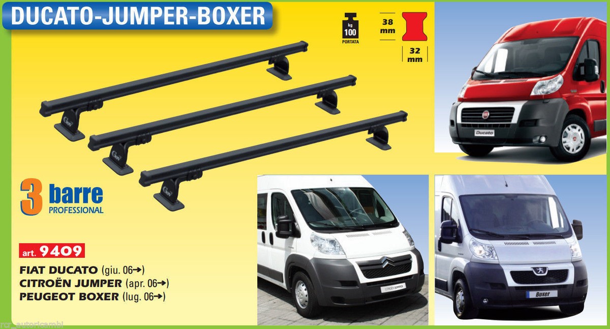 Barre Portatutto Professional Set Di 3 - Per Fiat Ducato, Citro&euml;n Jumper, Peugeot Boxer