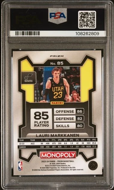 2023 Prizm Monopoly Lauri Markkanen PSA 10 GEM Red Pattern Prizm #85 - Image 2 of 2