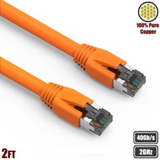 2FT Cat8 RJ45 Network LAN Ethernet S/FTP Patch Cable Copper 2GHz 40Gbps Orange