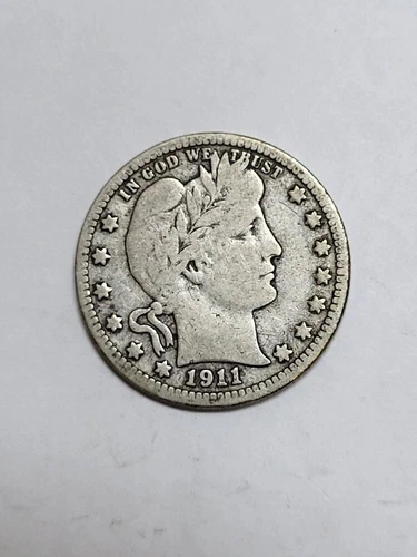 1911 D Barber Quarter Very Good From Old Time Collection