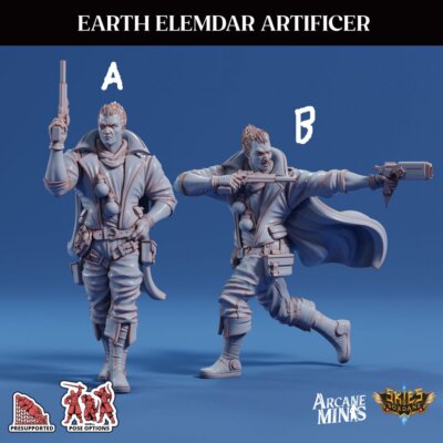 3D Printed Sordane Publishing Arcane Minis Earth Elemdar Artificer Mighty Skies