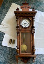 Antique 2 Weight Vienna Regulator Wall Clock- Ornate Baroque Case