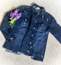 Indigo Thread Semi-distressed Oversized Trucker Denim Jacket - Xs