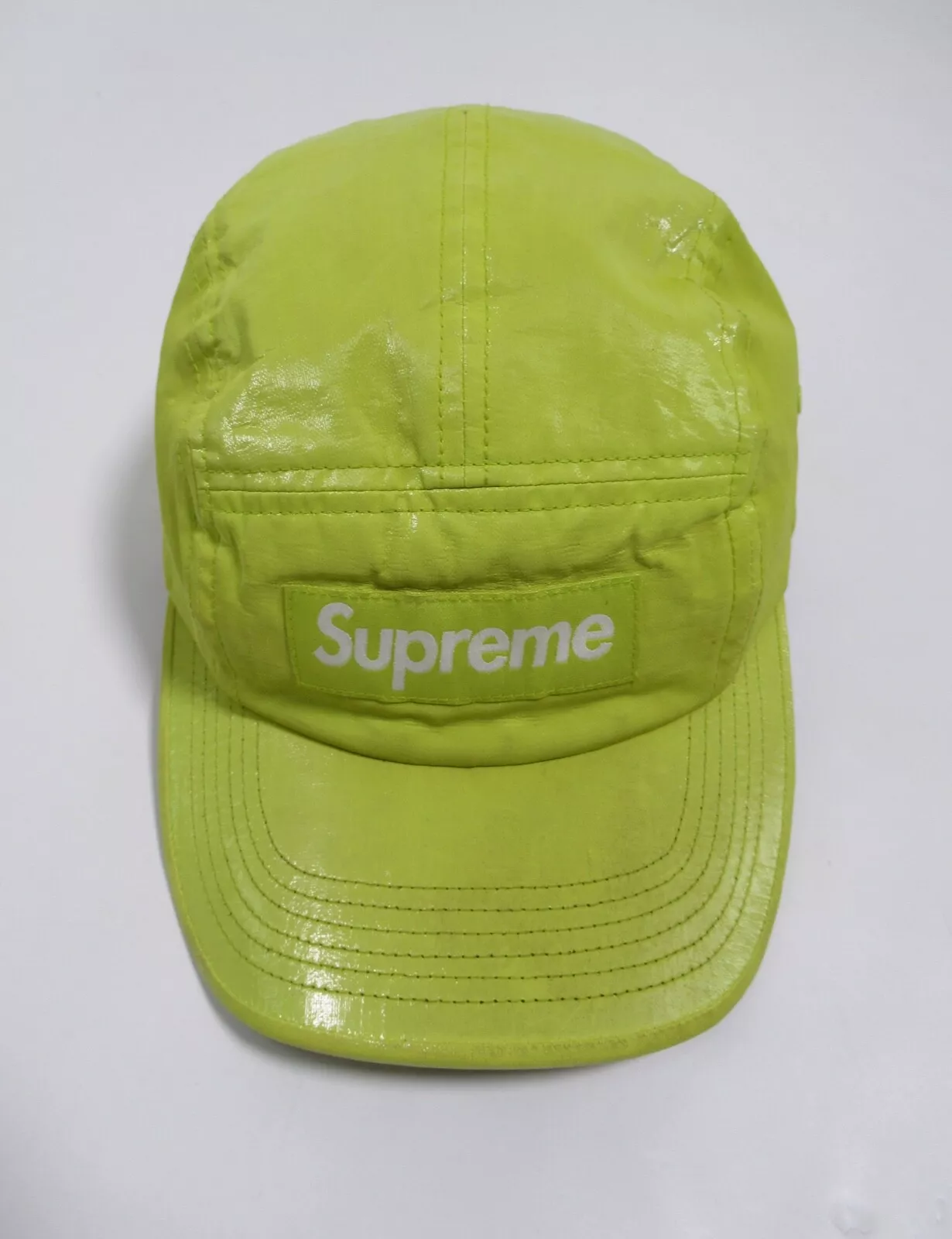 Casquette de camp en soie liquide Supreme citron vert taille unique fabriquée aux États Unis