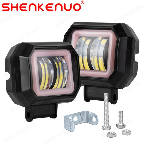2PCS 3200LM Car COB LED Angel Eyes Fog Light WITH Ring Lens Projector R500 Sport Light Fog Lamp Perodua 89mm I.1357222545