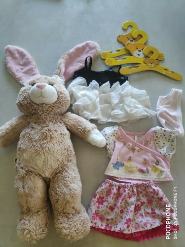 Peluche Lapin doudou Lapin Build A Bear Workshop+Tenues+Cintres - Photo 2/12