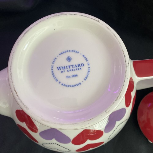 Whittard Of Chelsea Red & Lilac Hearts Large Teapot Hand Painted - Picture 6 of 6