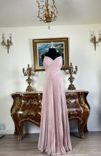 Women's Formal Metallic Pleated Skirt Pageant Long Evening Gown prom dress