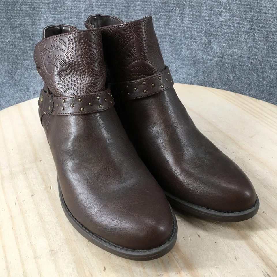 Easy Streets Botas Mujer 10 M Botines Tacones 31-0076 Marrón Cuero Cremallera Foto 3 de 4