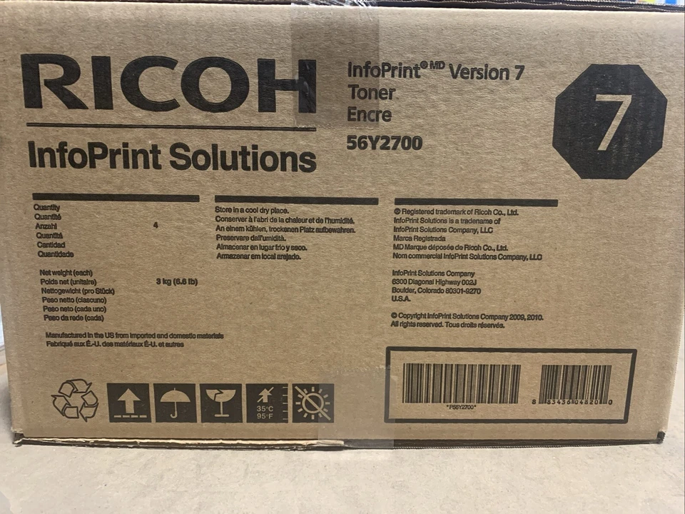 Cartucho de tóner IBM 56Y2700 paquete de 4 para Ricoh InfoPrint V7 alto rendimiento genuino Foto 4 de 4