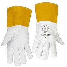 Tillman 1338 Goatskin Leather TIG Durable Welding Fabrication Gloves  4" Cuff