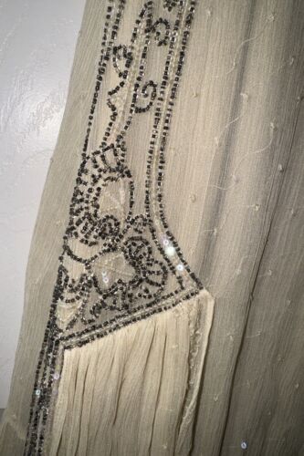 Peruvian Connection Creme Seide Perlen Pailletten Flapper Art Deco Gatsby Kleid 10 - Bild 13 von 20