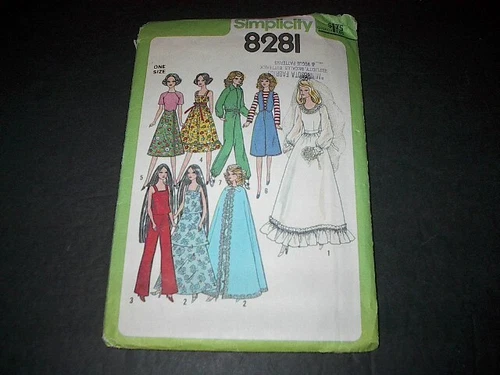 Vtg Simplicity Pattern 8281 Awesome Outfits for 11 1/2" & 12 1/2" Dolls Cut Comp